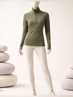 Lululemon Rush Hour 1/2 Zip Sweatshirt with Thumbholes Size 4 Color Olive Green